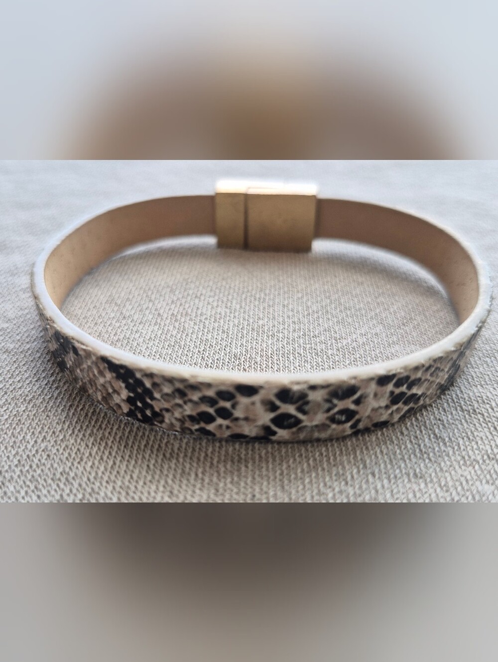 Neutral Snake-Print Accent Bracelet